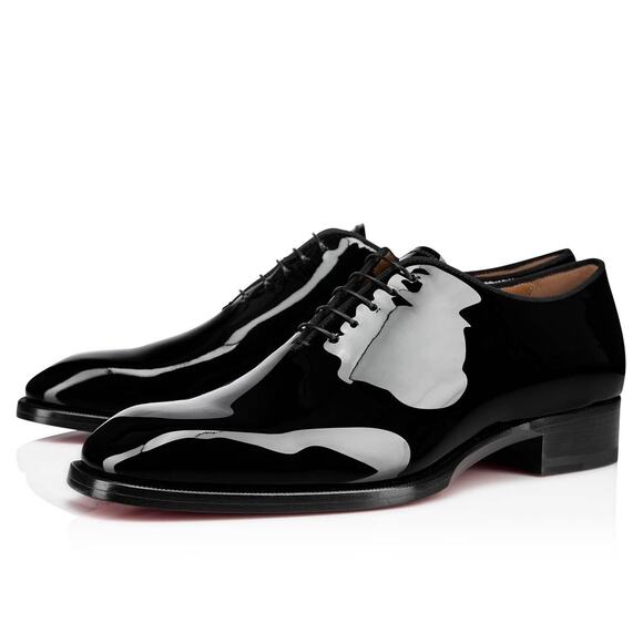 Christian Louboutin Corteo Flat Black Patent Lace Up Oxford Dress Loafer 46 13